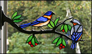 Eastern Bluebirds in Stained Glass by Chippaway Art Glass