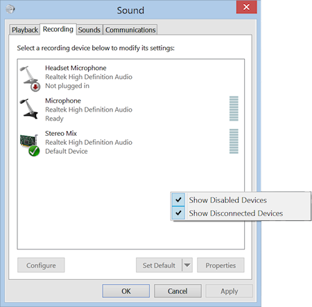 Control Panel > Sound