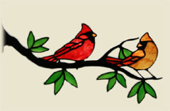 Stained Glass Birds on branches